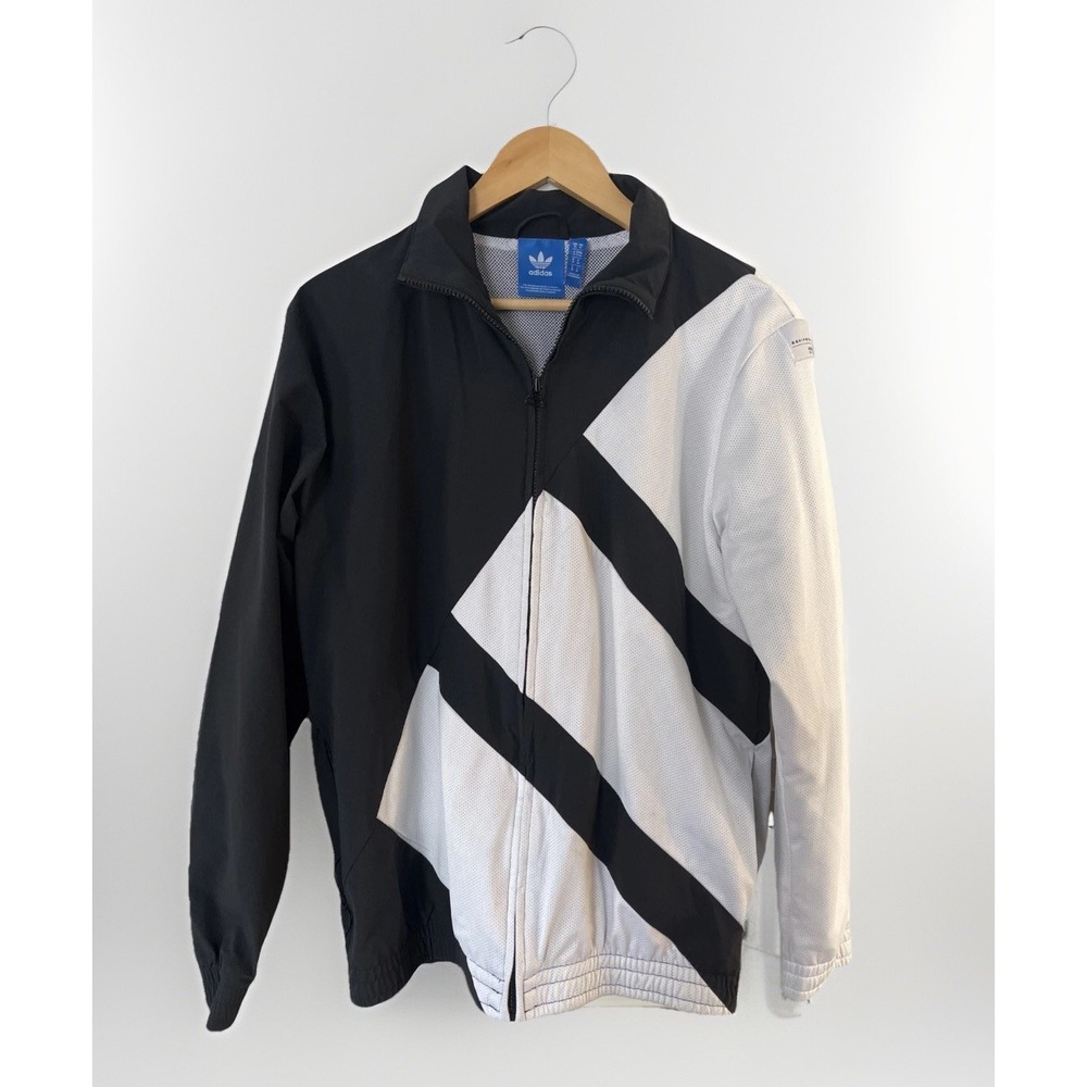 Adidas Originals Berlin Bold Track Jacket Black White 3 Stripe Logo -Mens Size M